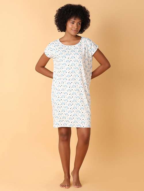 women printed short sleeves nighty - 21378395 -  Standard Image - 0