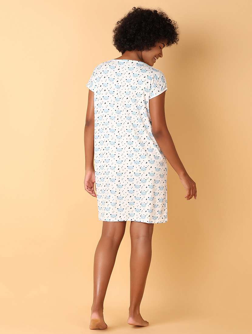 women printed short sleeves nighty - 21378395 -  Standard Image - 3