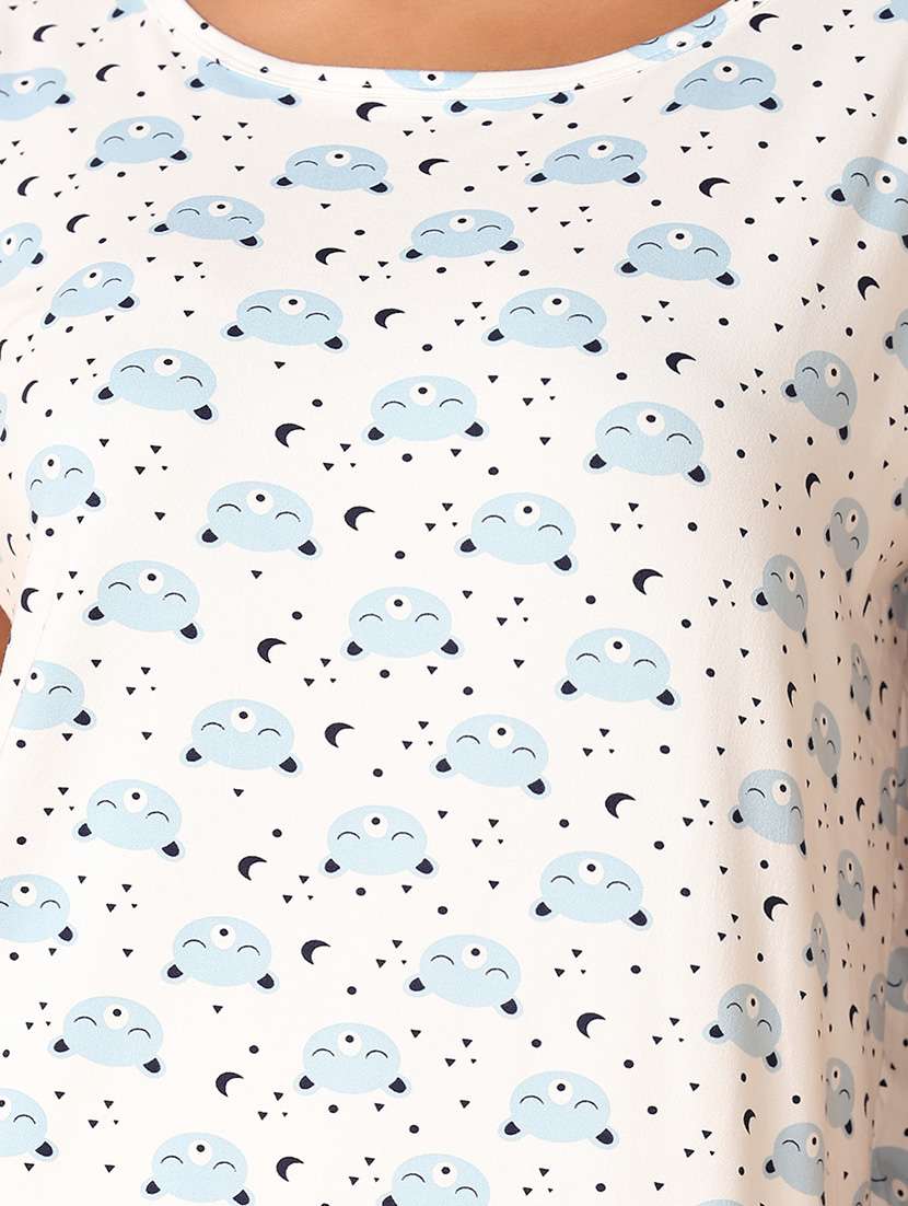 women printed short sleeves nighty - 21378395 -  Standard Image - 5