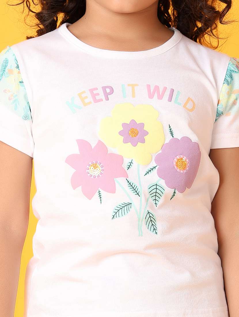 girls printed round neck tee - 21378401 -  Standard Image - 5