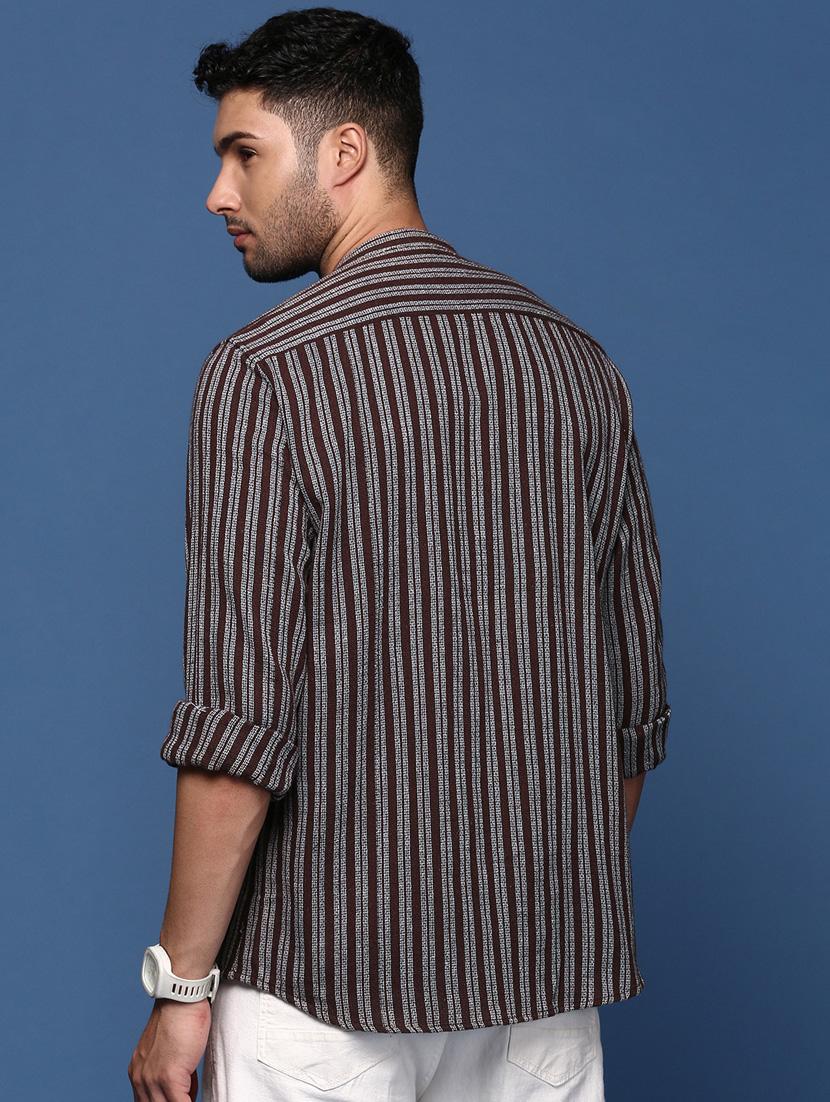 men long sleeved striped casual shirt - 21378727 - Standard Image - 3