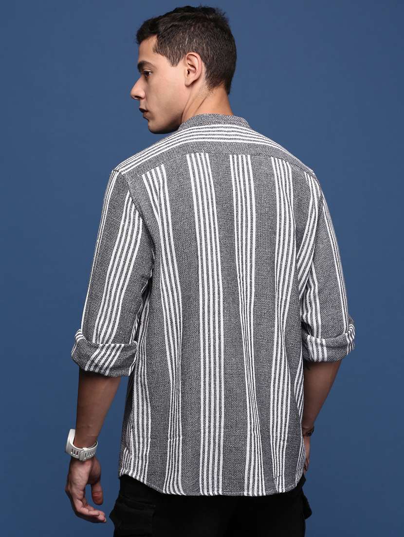 men long sleeved striped casual shirt - 21378728 - Standard Image - 3