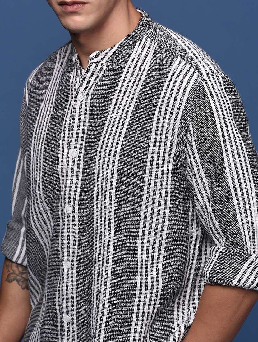 men long sleeved striped casual shirt - 21378728 - Standard Image - 5