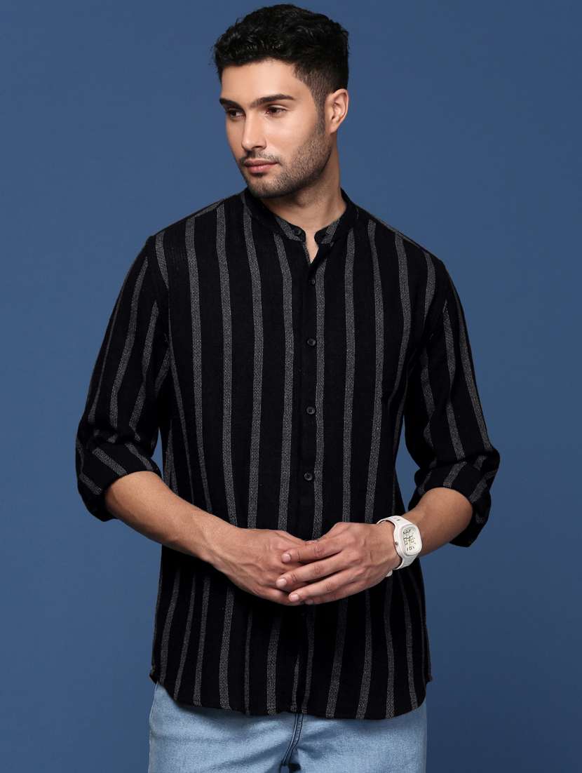 men striped cotton casual shirt
