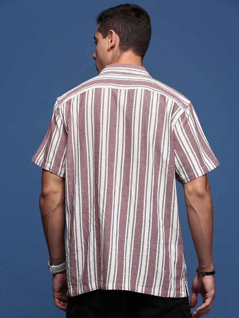 men short sleeved striped casual shirt - 21378732 - Standard Image - 3