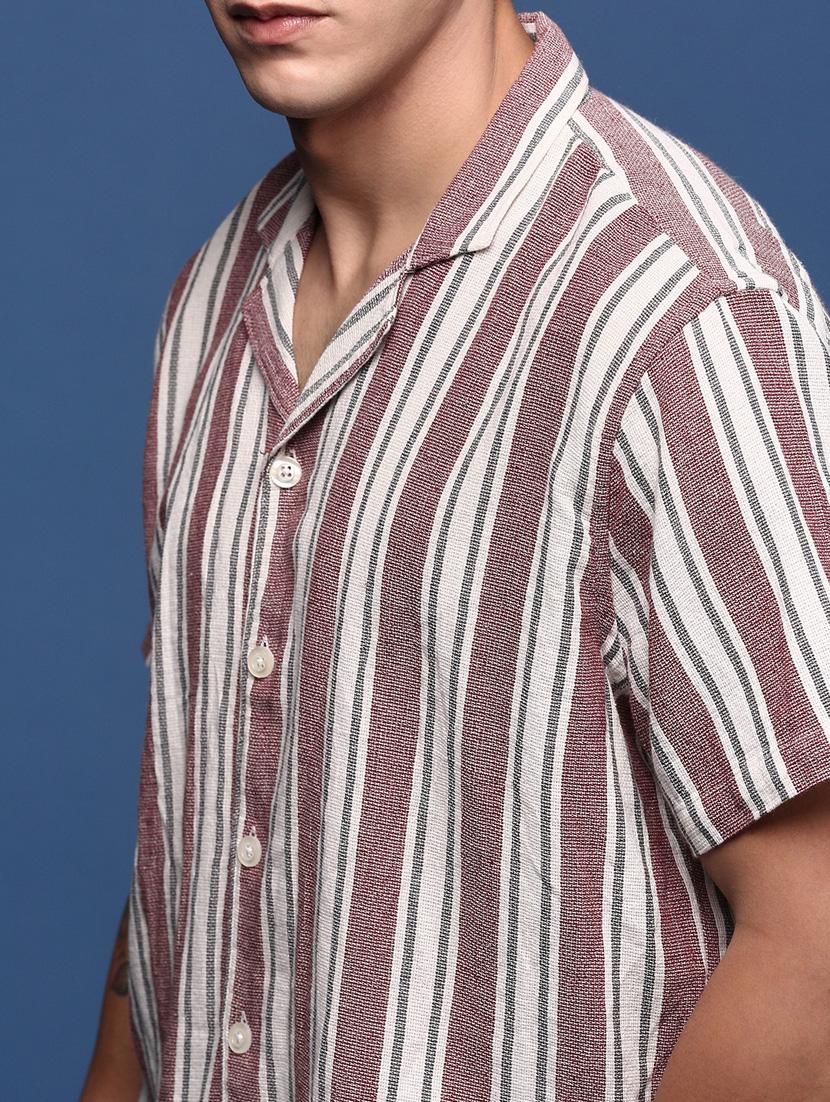 men short sleeved striped casual shirt - 21378732 - Standard Image - 5