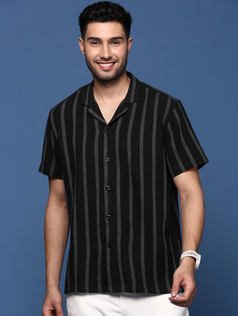 men short sleeved striped casual shirt - 21378736 - Zoom Image - 0