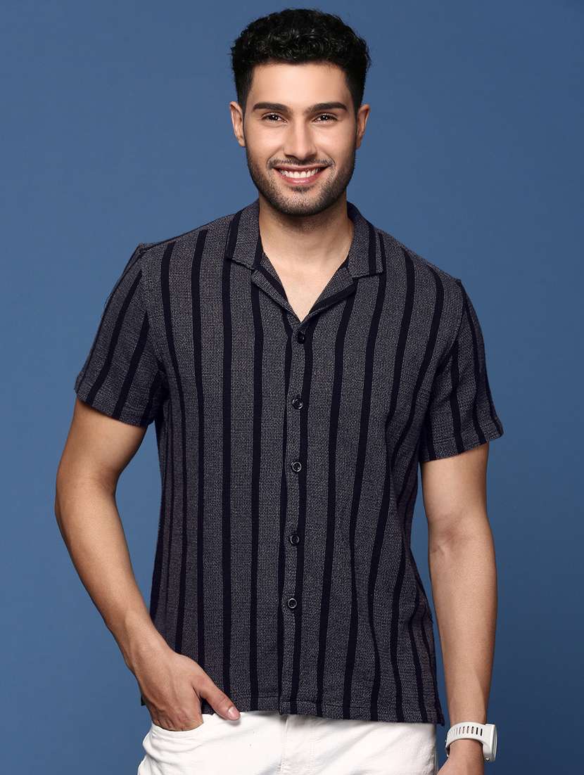men striped cotton casual shirt