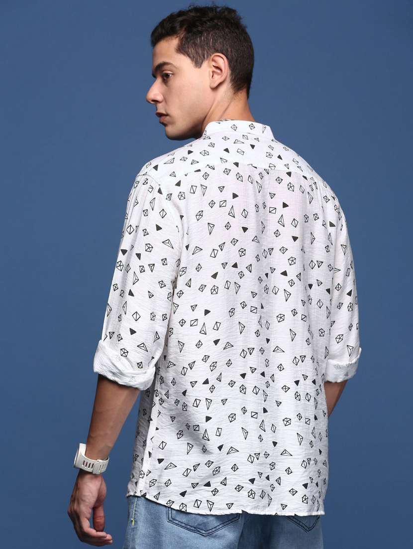 men long sleeved printed casual shirt - 21378759 -  Standard Image - 3
