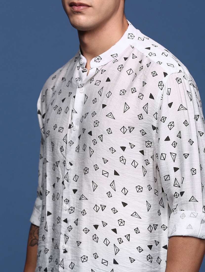 men long sleeved printed casual shirt - 21378759 -  Standard Image - 5