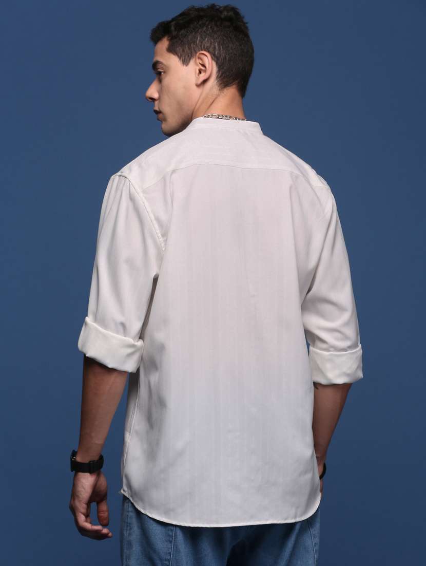 men long sleeved solid casual shirt - 21378770 -  Standard Image - 3