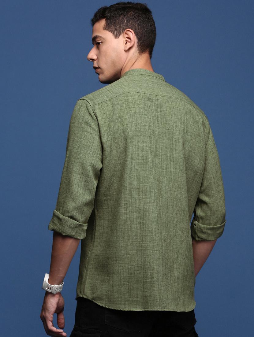 men long sleeved solid casual shirt - 21378773 - Standard Image - 3