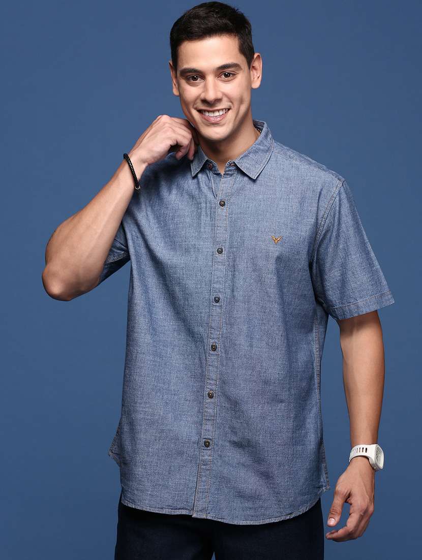 men solid cotton casual shirt