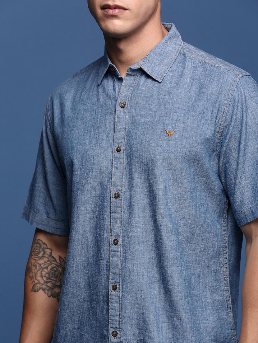 men short sleeved solid casual shirt - 21378782 - Standard Image - 5