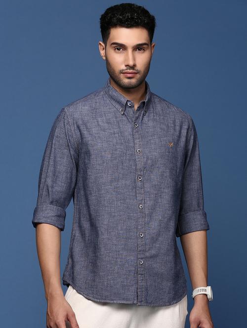 men long sleeved solid casual shirt - 21378785 - Standard Image - 0