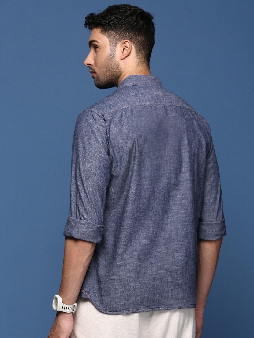 men long sleeved solid casual shirt - 21378785 - Standard Image - 3