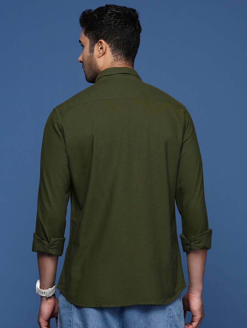 men long sleeved solid casual shirt - 21378820 -  Standard Image - 3