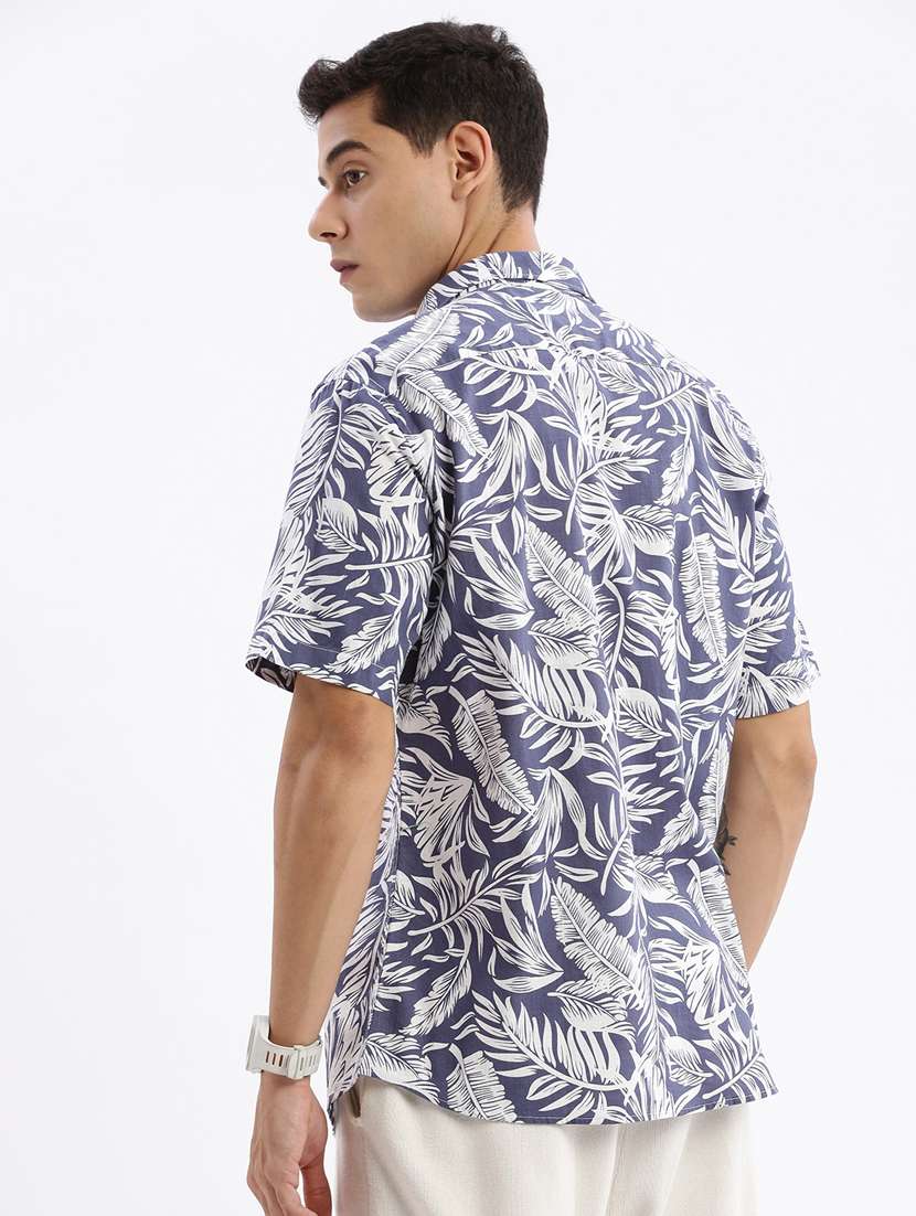 blue printed cotton casual shirt - 21378840 -  Standard Image - 3