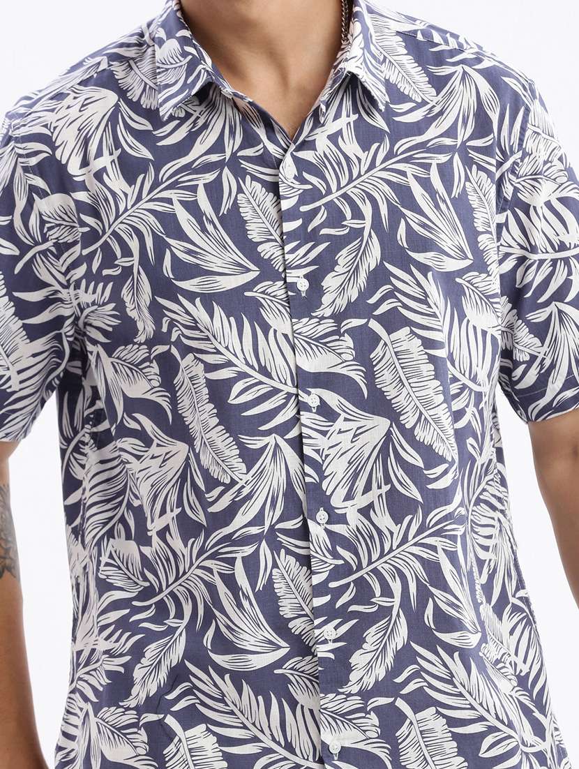 blue printed cotton casual shirt - 21378840 -  Standard Image - 5
