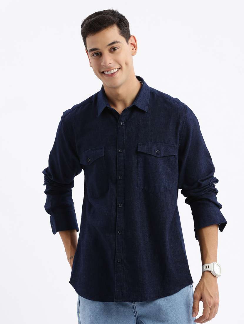men solid cotton casual shirt