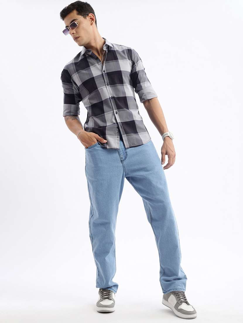 men long sleeved checkered casual shirt - 21378852 -  Standard Image - 3