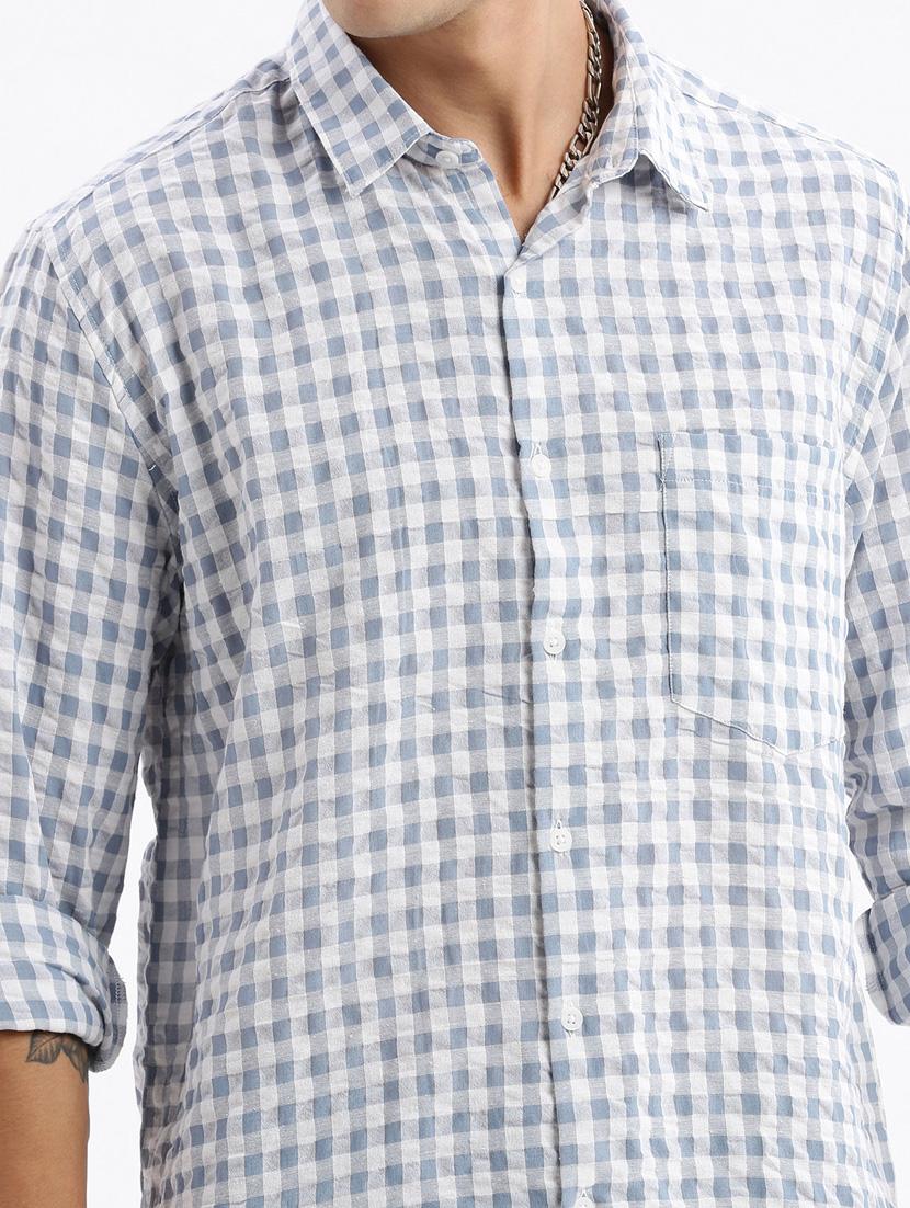 men long sleeved checkered casual shirt - 21378858 - Standard Image - 5