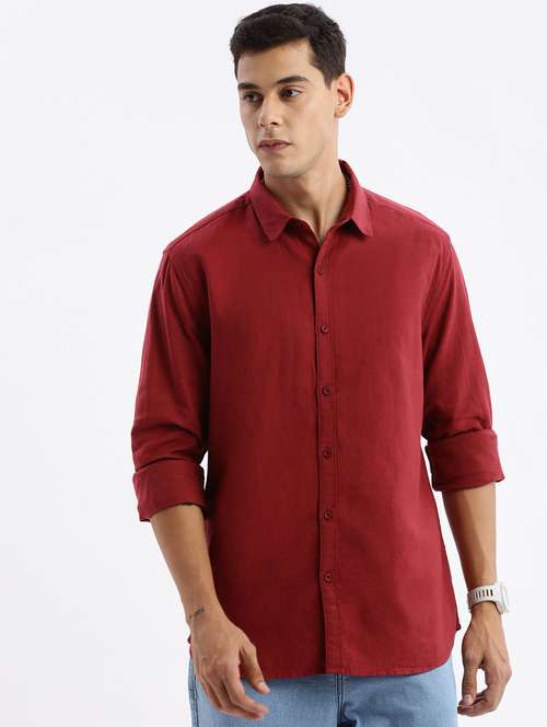 men long sleeved solid casual shirt - 21378870 - Standard Image - 0
