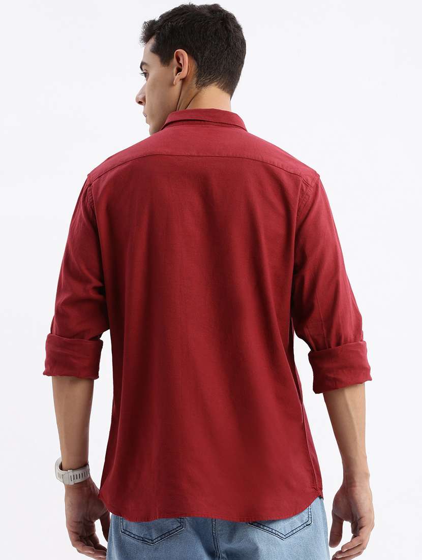 men long sleeved solid casual shirt - 21378870 - Standard Image - 3