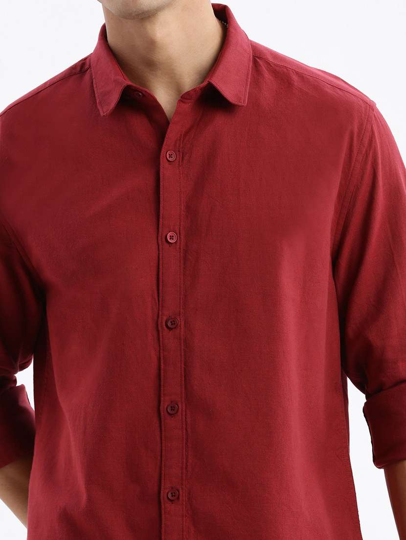 men long sleeved solid casual shirt - 21378870 - Standard Image - 5