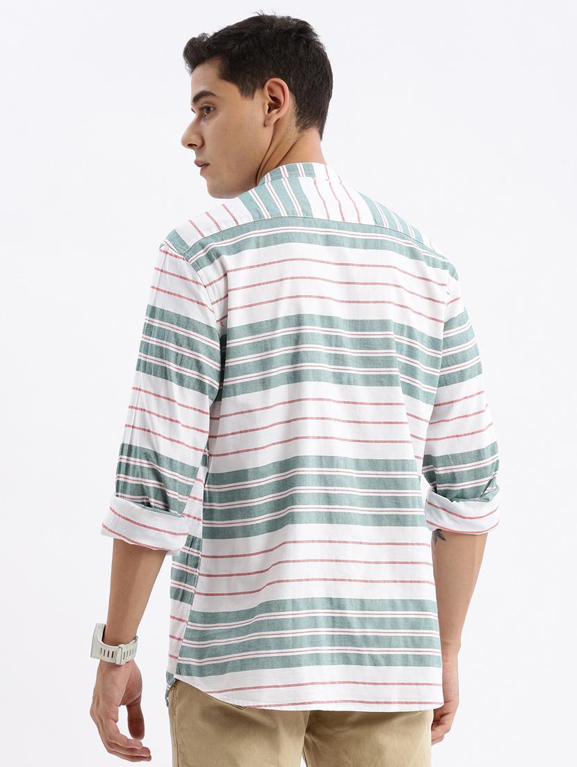 men long sleeved striped casual shirt - 21378873 - Standard Image - 3