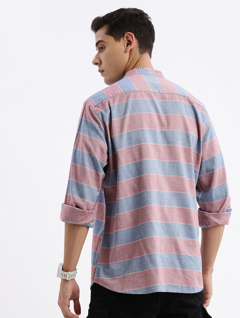 men long sleeved striped casual shirt - 21378874 - Standard Image - 3