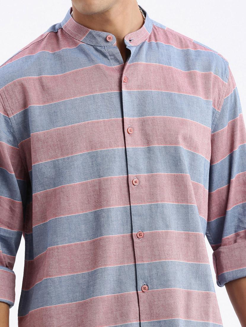 men long sleeved striped casual shirt - 21378874 - Standard Image - 5