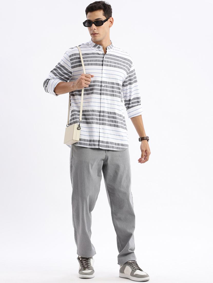 men long sleeved striped casual shirt - 21378875 - Standard Image - 5
