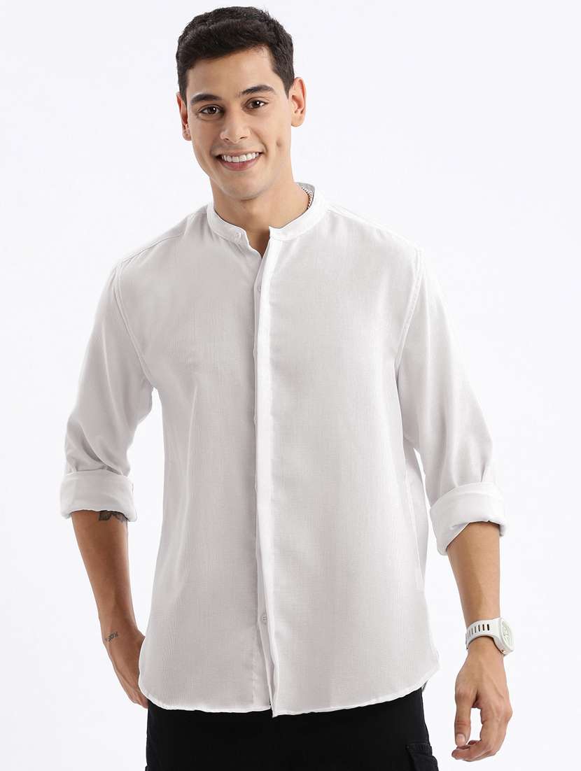 white solid cotton casual shirt - 21378883 -  Zoom Image - 0