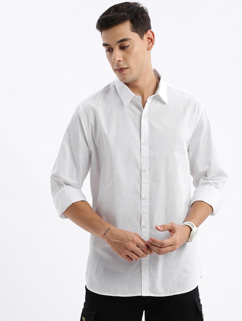 men long sleeved solid casual shirt - 21378885 -  Zoom Image - 0