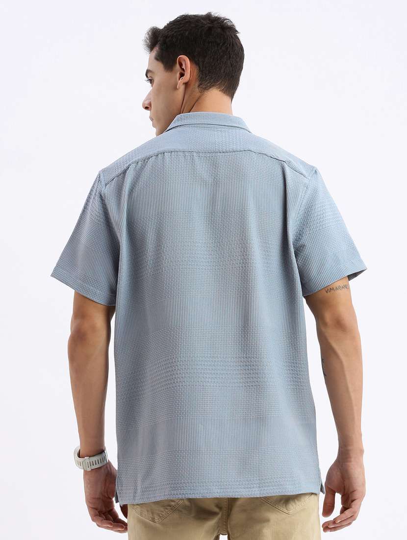 men short sleeved solid casual shirt - 21378889 -  Standard Image - 3