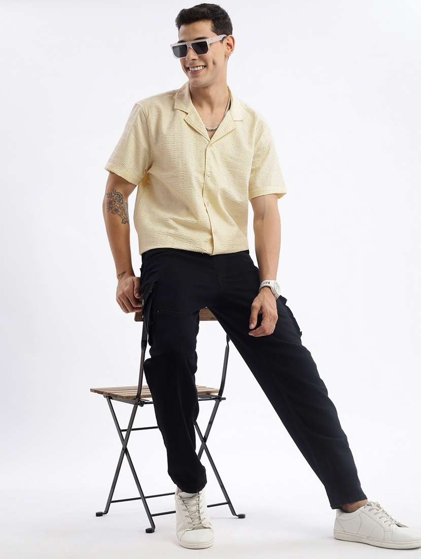 men short sleeved solid casual shirt - 21378894 -  Standard Image - 5