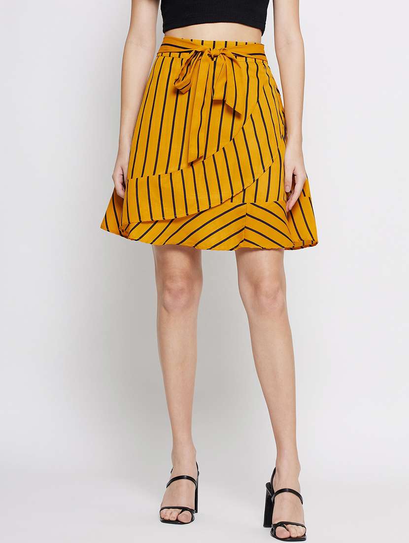 women mustard printed flared skirt - 21380150 - Zoom Image - 0