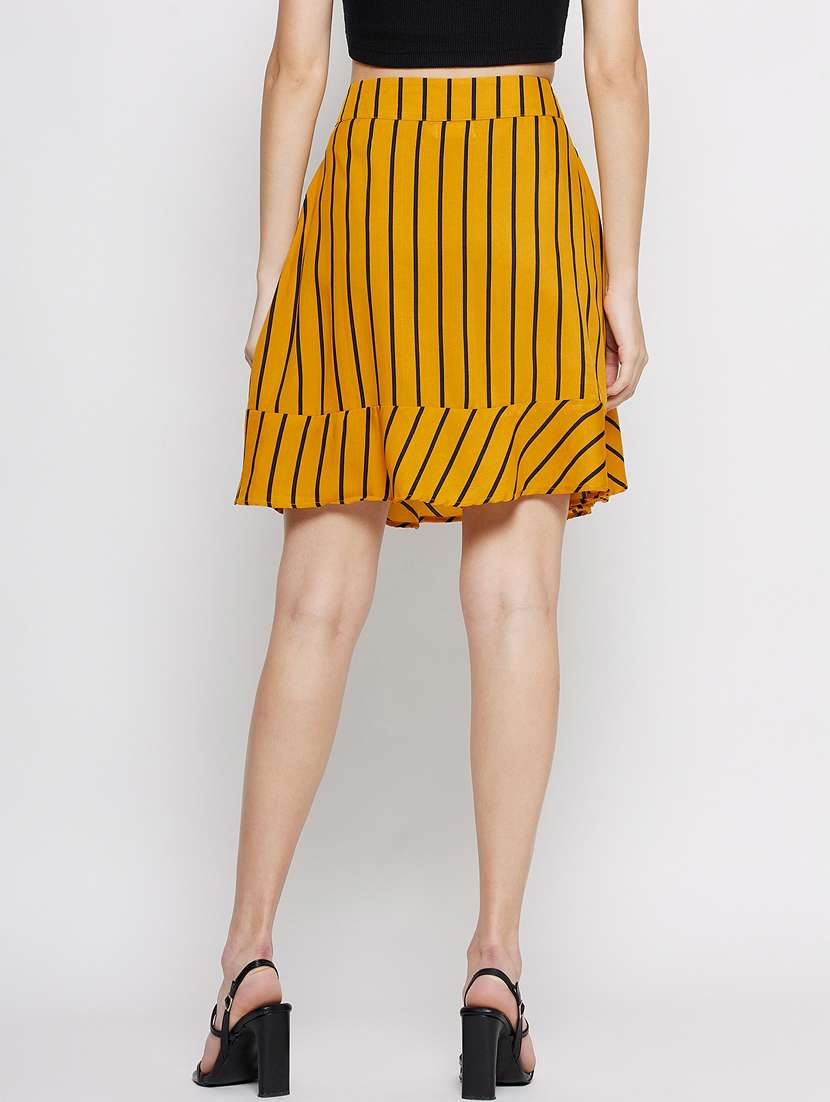 women mustard printed flared skirt - 21380150 - Standard Image - 3