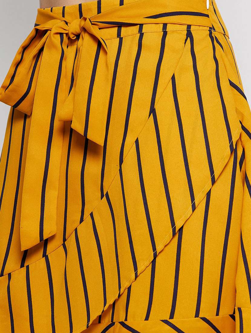 women mustard printed flared skirt - 21380150 - Standard Image - 5