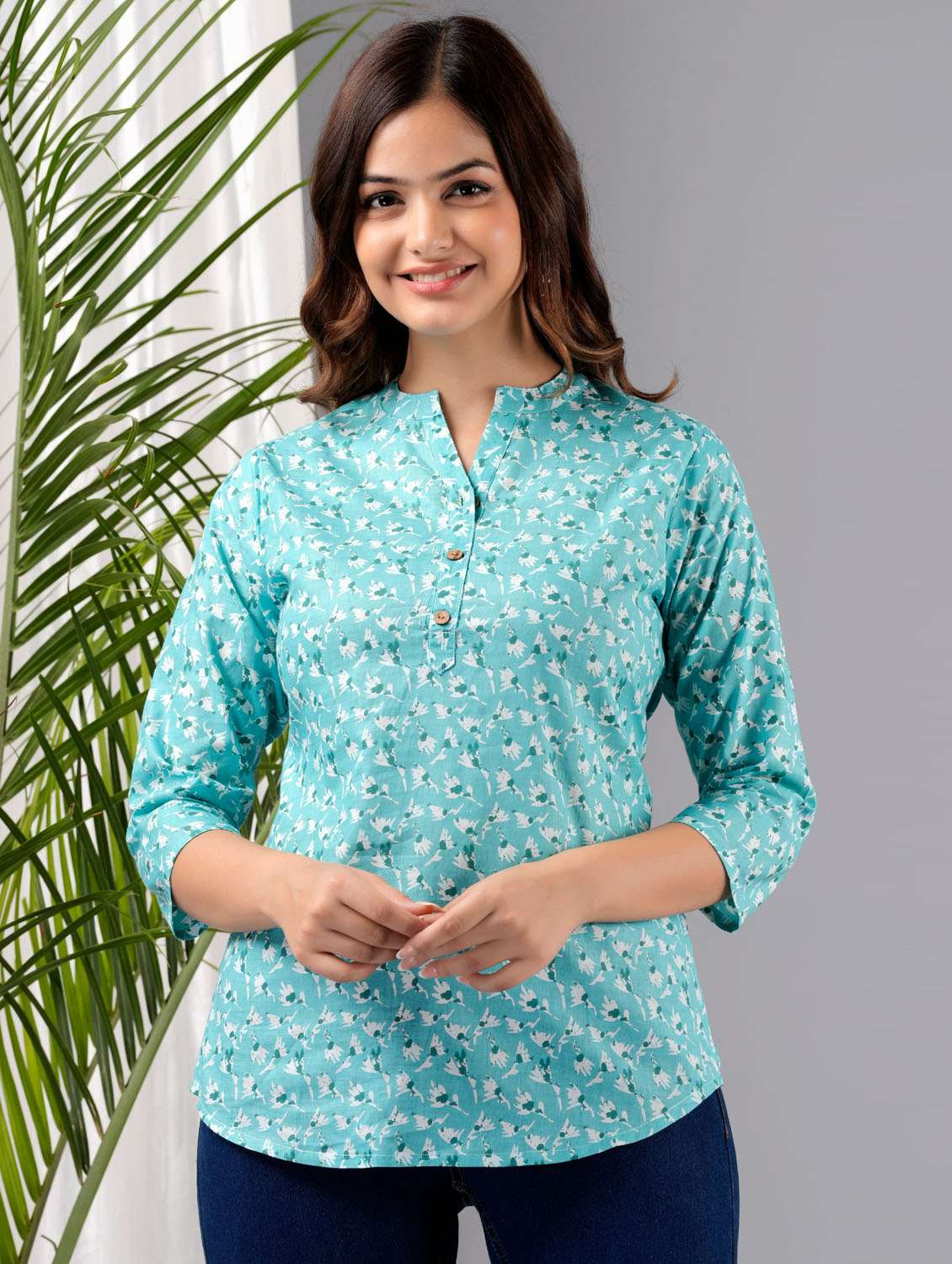 women three quarter sleeve a-line kurti - 21381391 - Zoom Image - 0