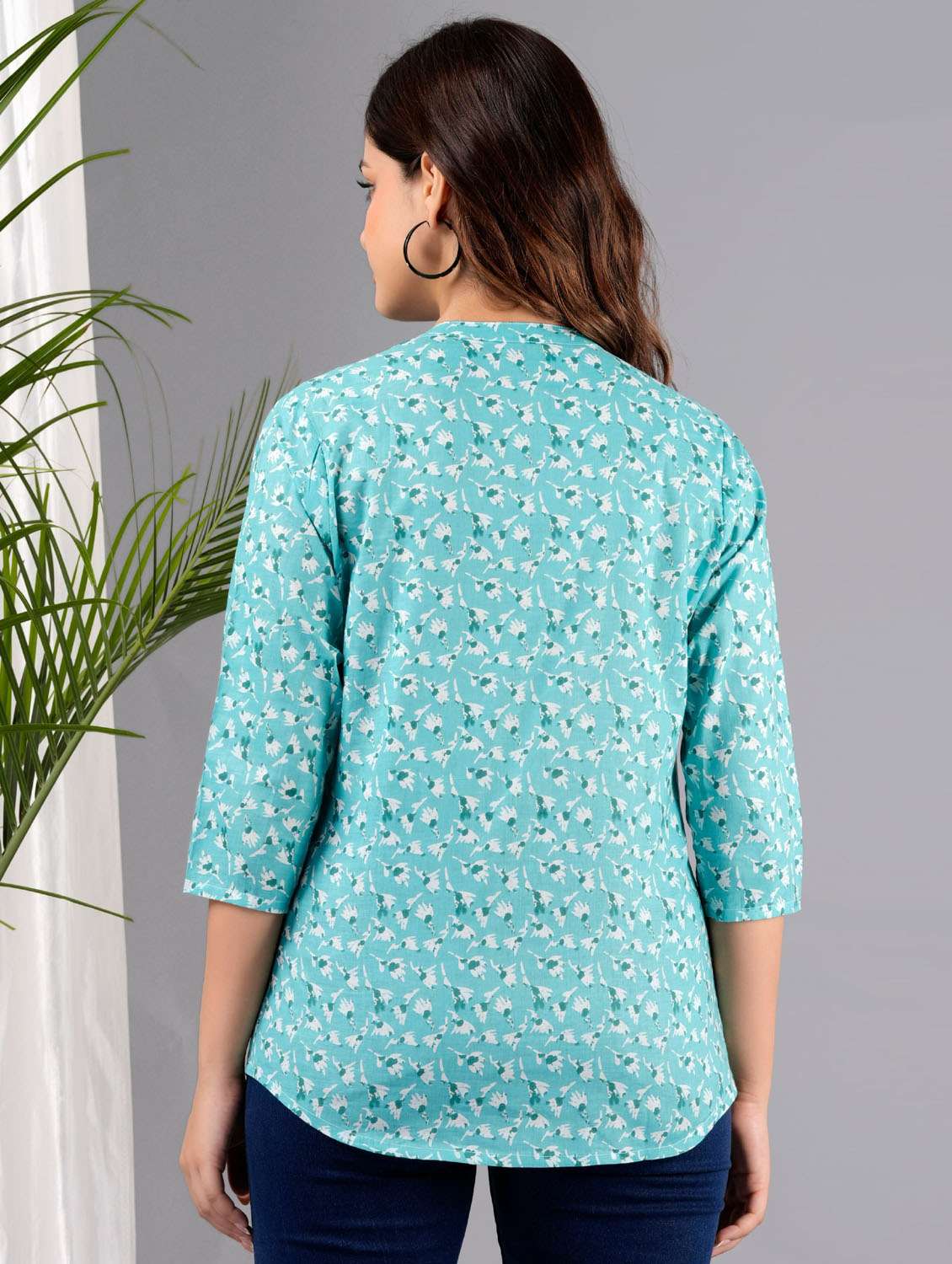 women three quarter sleeve a-line kurti - 21381391 - Standard Image - 3