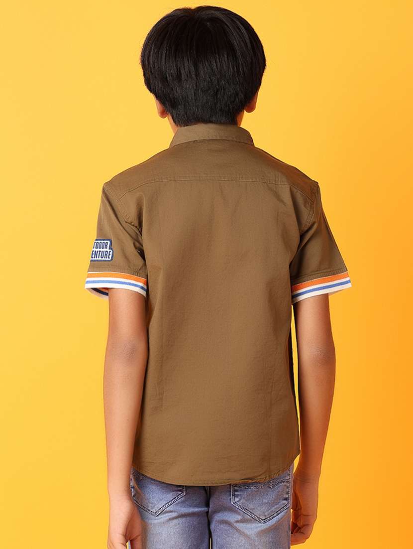 boys brown solid shirt - 21381606 -  Standard Image - 3