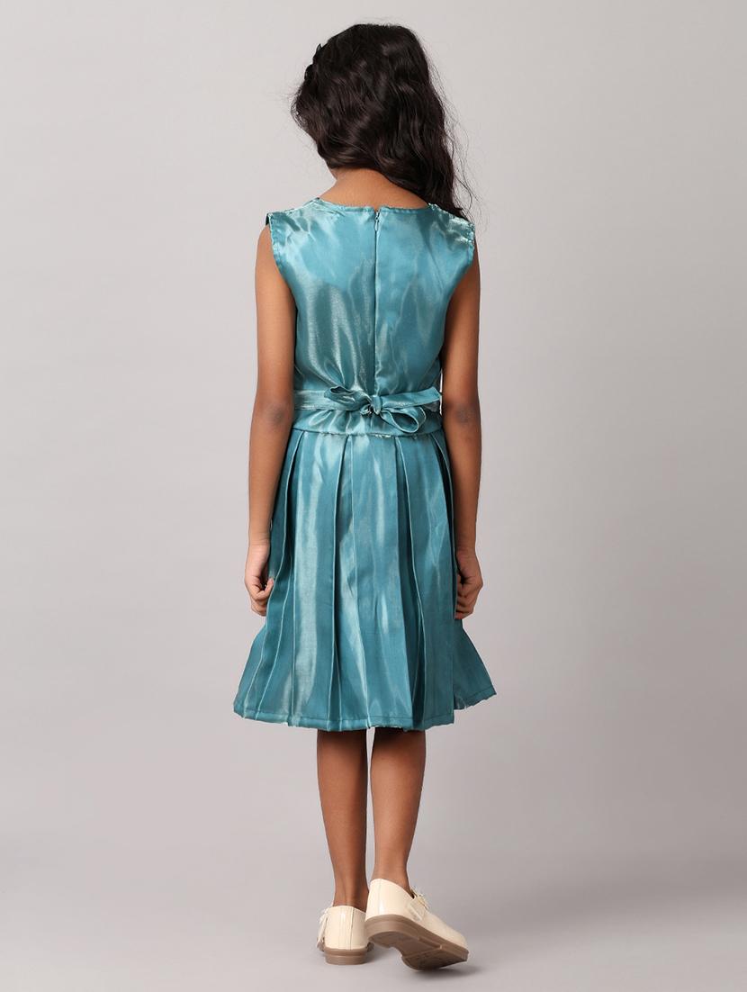 girls sea green satin frock - 21381896 - Standard Image - 3