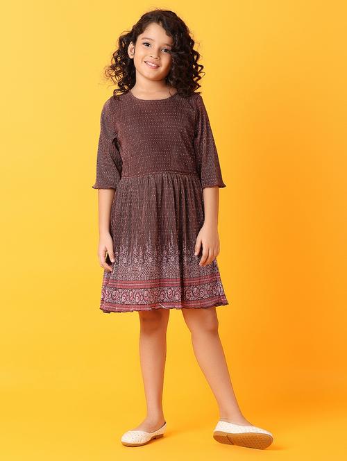 girls printed round neck frock - 21381898 - Standard Image - 0