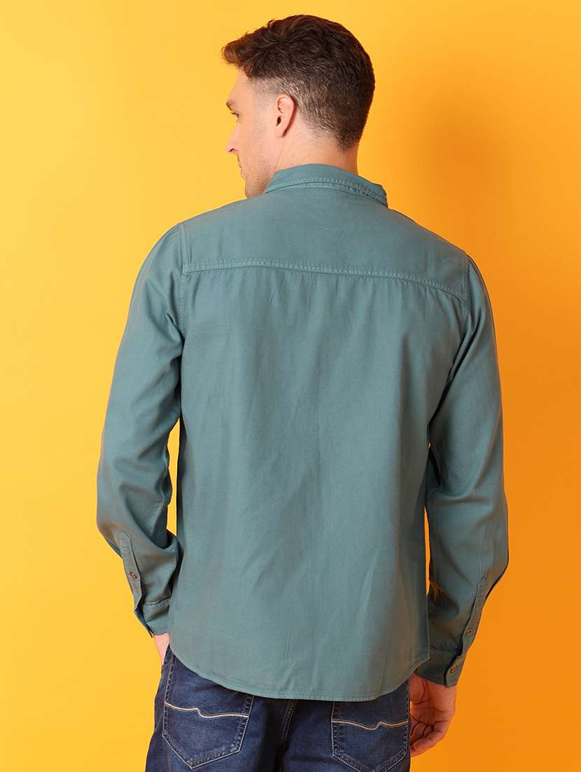 men solid collared long sleeves casual shirt - 21381953 -  Standard Image - 3