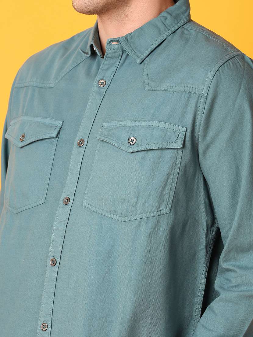 men solid collared long sleeves casual shirt - 21381953 -  Standard Image - 5