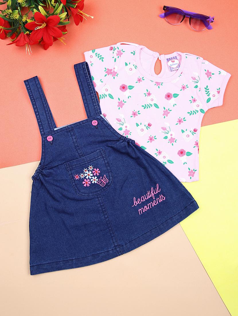 girls printed dungarees twin set - 21381999 - Zoom Image - 0