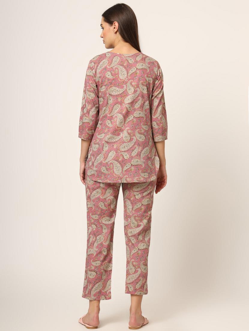 women printed pyjama nightwear set - 21382229 - Standard Image - 3