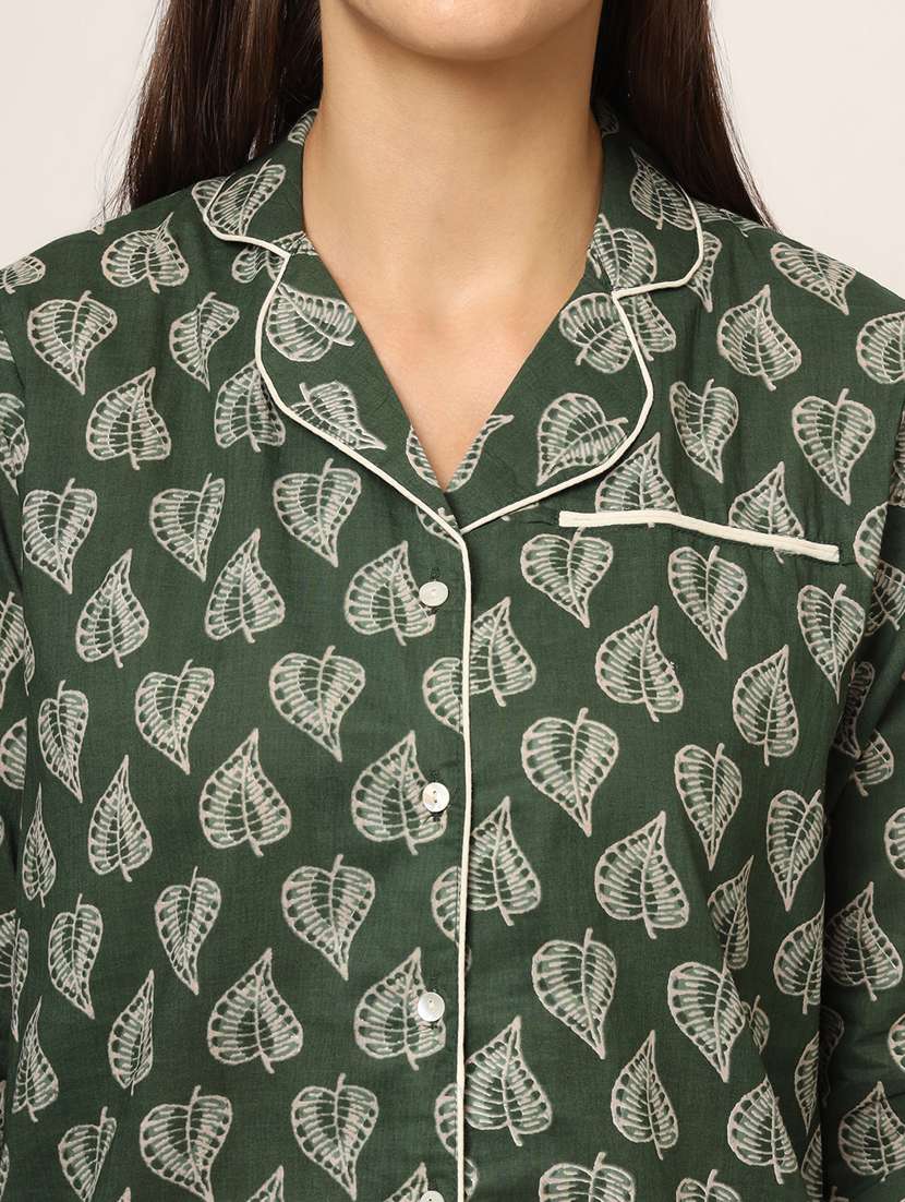 women green printed nightwear pyjama set - 21382236 - Standard Image - 5